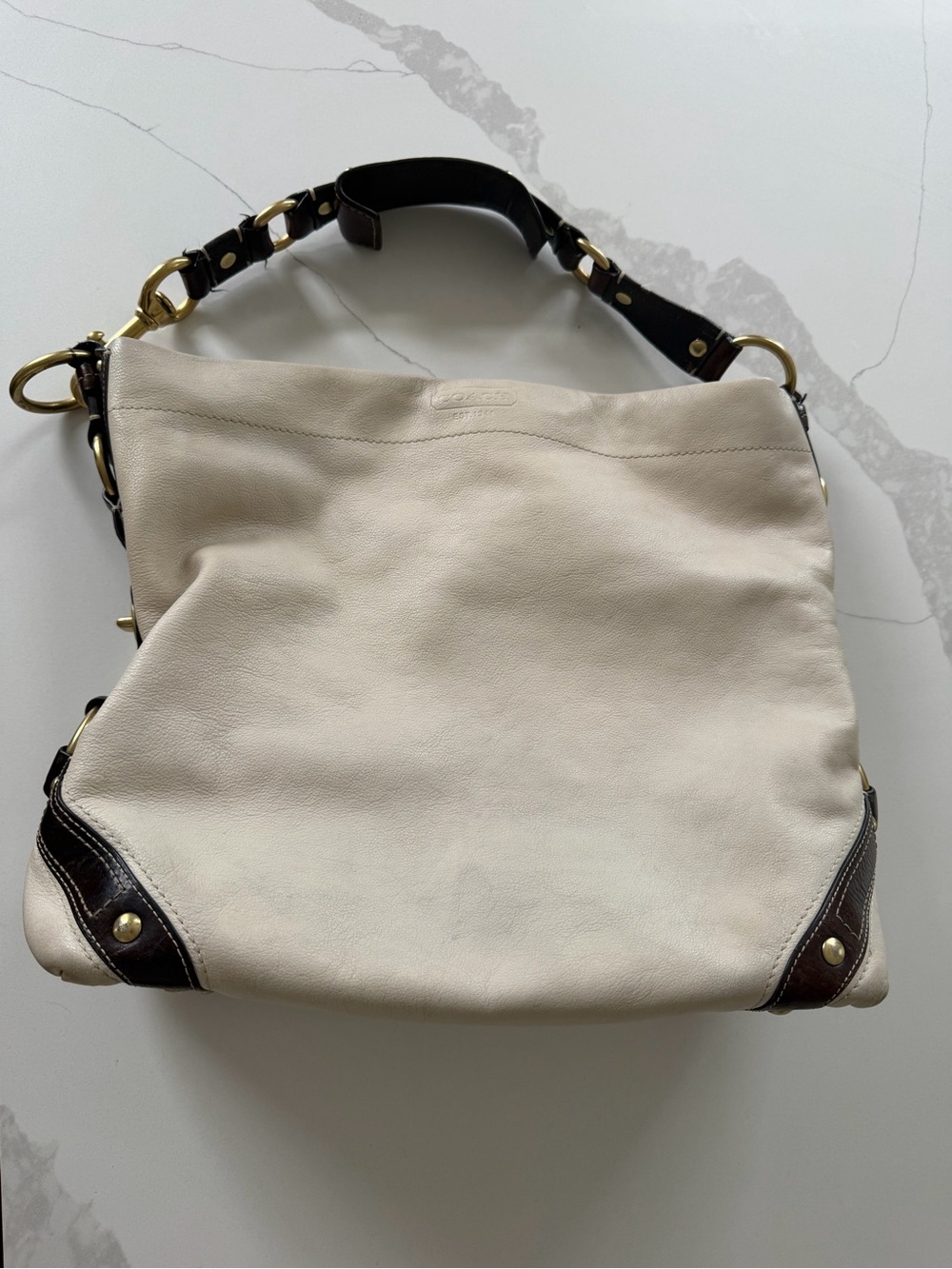 Cream & brown coach carly large hobo